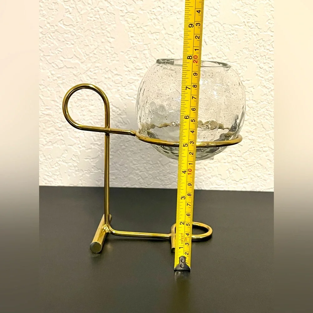 West Elm Brass And Glass Candleholder Centerpiece. Set Of 2
